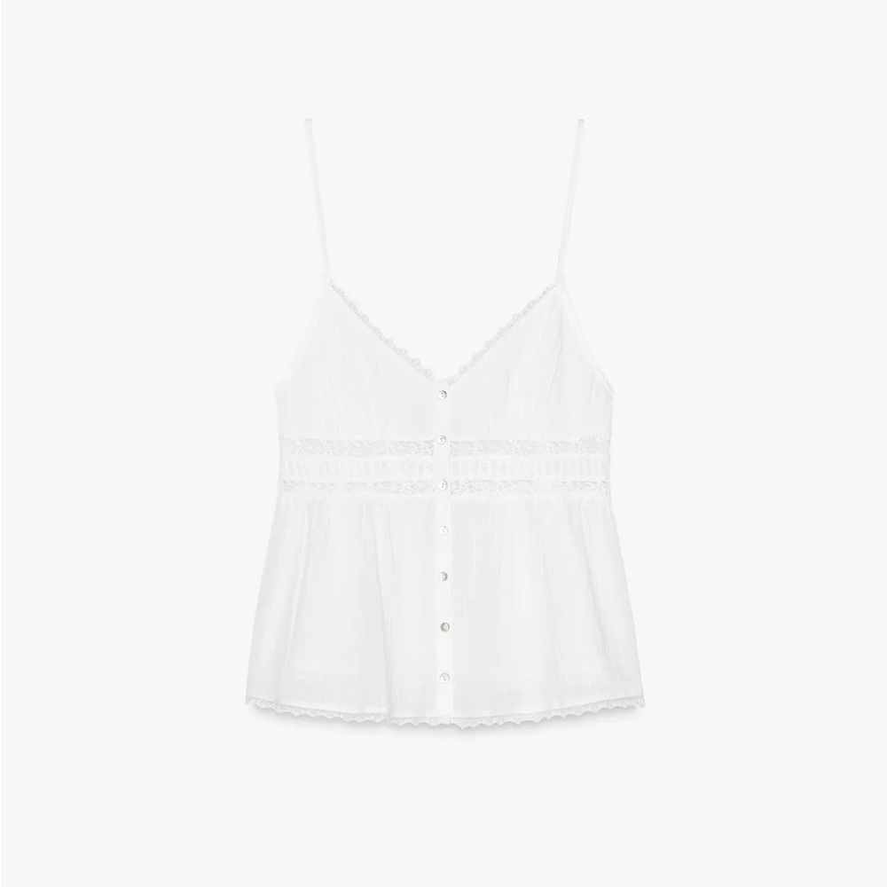 Zara White Lace Trim Camisole NWT